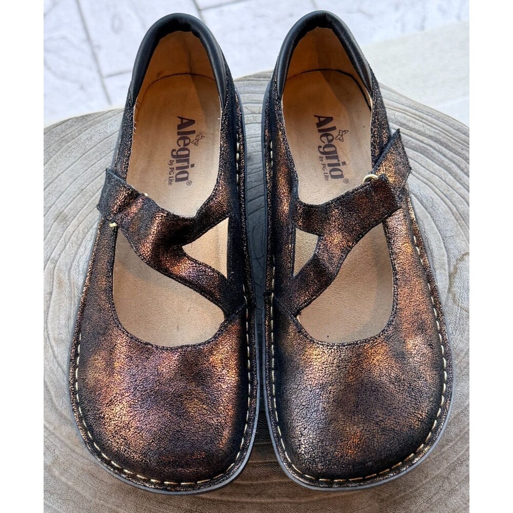 Alegria Dayna Women’s Bronze Metallic Leather Mary Jane US 11.5 Cushioned EU 42